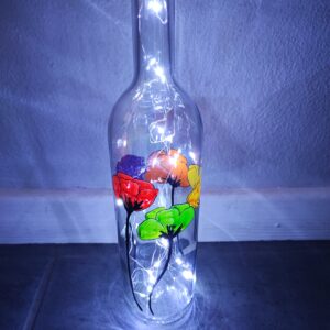 Fairy Light Bottle with flowers